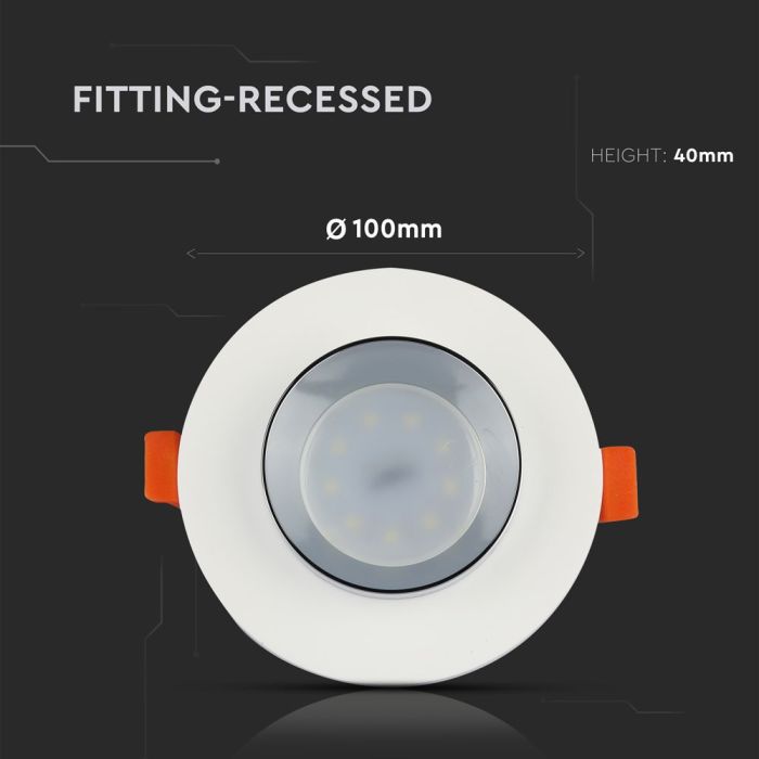 V-TAC LED Aro de yeso redondo - Empotrable - GU10 - IP20 - Blanco + Cromo-extra-2.webp