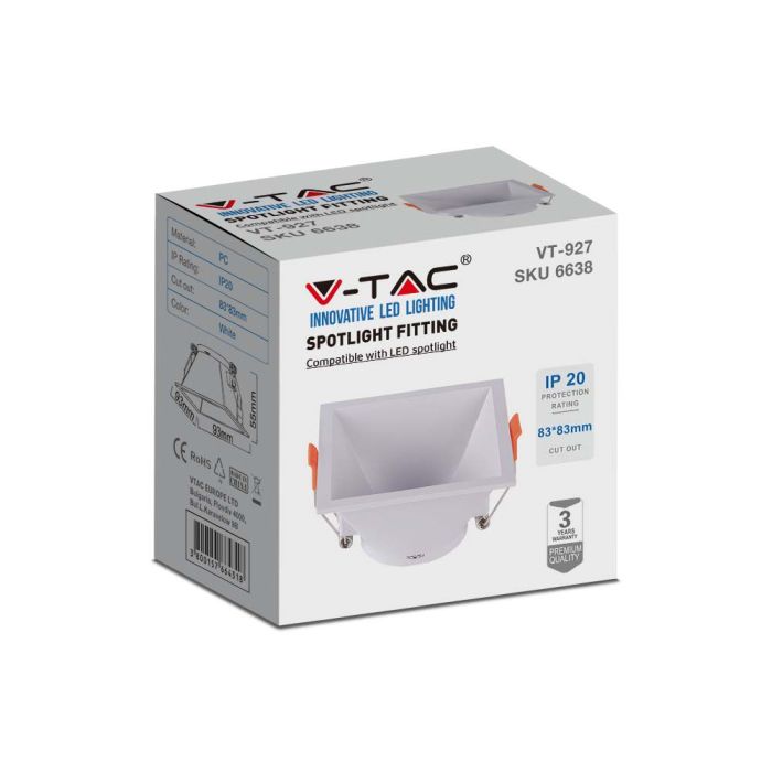 V-TAC Aro cuadrado LED - Empotrable - GU10 - IP20 - Blanco-extra-5.webp