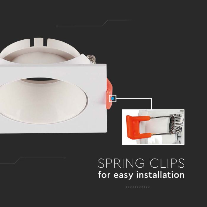 V-TAC Aro cuadrado LED - Empotrable - GU10 - IP20 - Blanco + Blanco-extra-4.webp