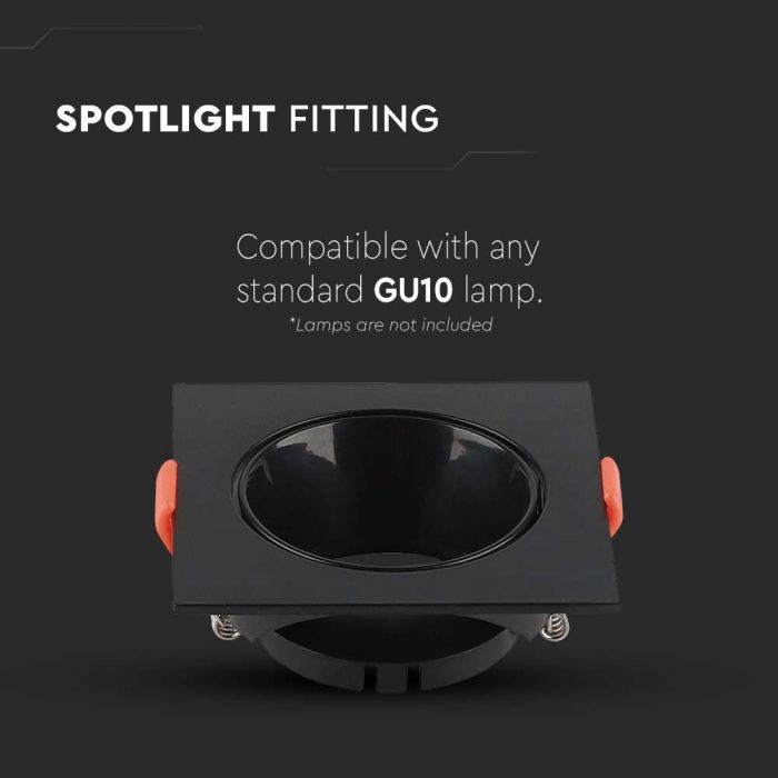 V-TAC Aro cuadrado LED - Empotrable - GU10 - IP20 - Negro + Negro-extra-4.webp