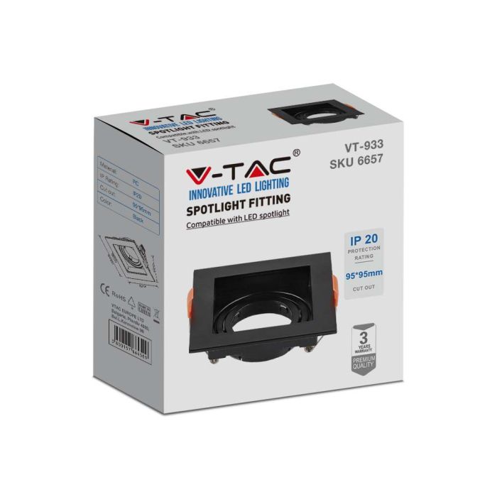 V-TAC Aro cuadrado LED - Empotrable - GU10 - IP20 - Negro-extra-5.webp