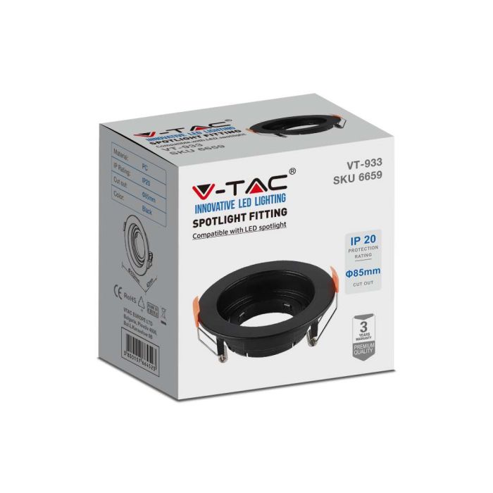 V-TAC Aro GU10 redondo LED - Empotrable - GU10 - IP20 - Negro-extra-5.webp