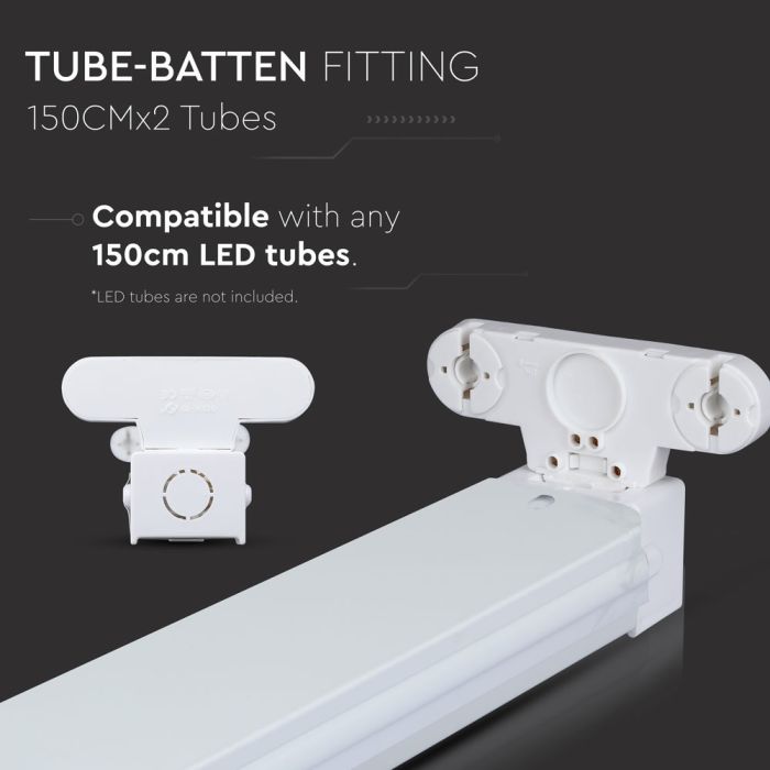 V-TAC Tubo LED - Doble Accesorio - IP20 - Blanco - 150CM x 2-extra-3.webp