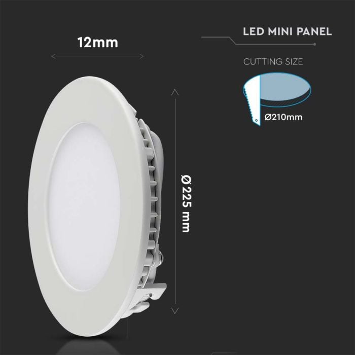 Mini panel LED redondo V-TAC - Serie Premium - IP20 - Blanco - 18W - 1400 Lúmenes - 4000K - Pack de 6-extra-3.webp