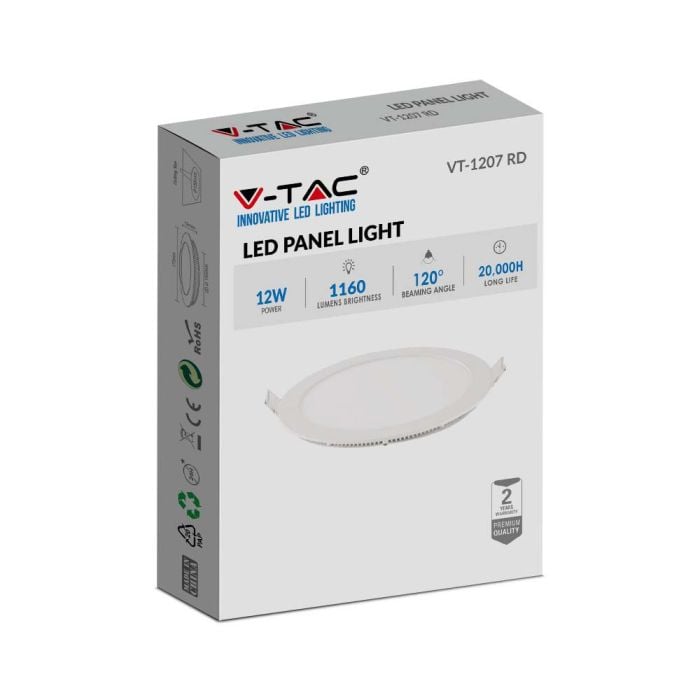 Mini panel LED redondo V-TAC - Serie Premium - IP20 - Blanco - 12W - 1160 Lúmenes - 4000K-extra-3.webp