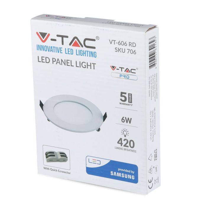 Mini panel LED redondo V-TAC - Samsung - Serie Premium - IP20 - Blanco - 6W - 420 Lúmenes - 6400K-extra-5.webp