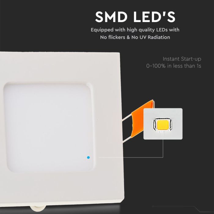 Mini panel LED cuadrado V-TAC - Serie Premium - IP20 - Blanco - 6W - 420 Lumens - 3000K-extra-1.webp