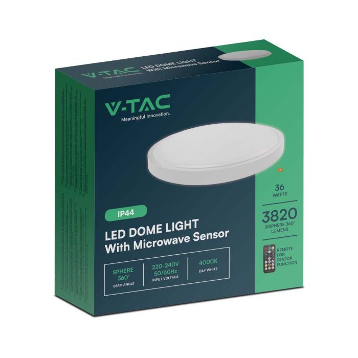 V-TAC LED Plafón redondo - Sensor Microondas - IP44 - Blanco - 36W - 3000 Lumens - 4000K - 420MM-extra-9.webp