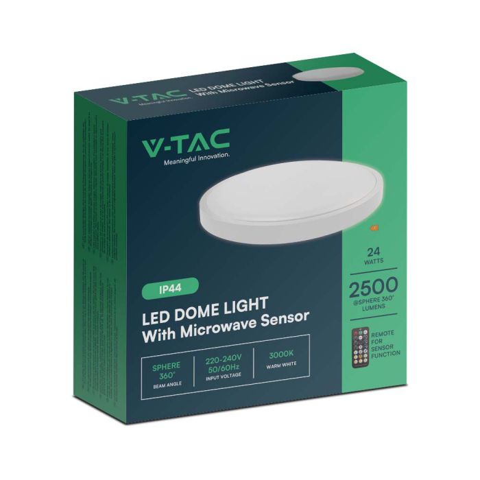 V-TAC LED Plafón redondo - Sensor Microondas - IP44 - Blanco - 24W - 2400 Lumens - 6500K - 295MM-extra-9.webp
