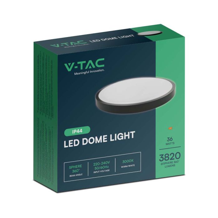 V-TAC LED Plafón redondo - IP44 - Negro - 36W - 3000 Lumens - 4000K - 350MM-extra-7.webp