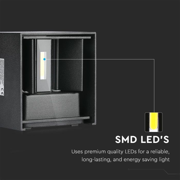 V-TAC LED Aplique Cuadrado - Bridgelux - IP65 Impermeable - Negro - 11W - 1360 Lumens - 3000K-extra-1.webp