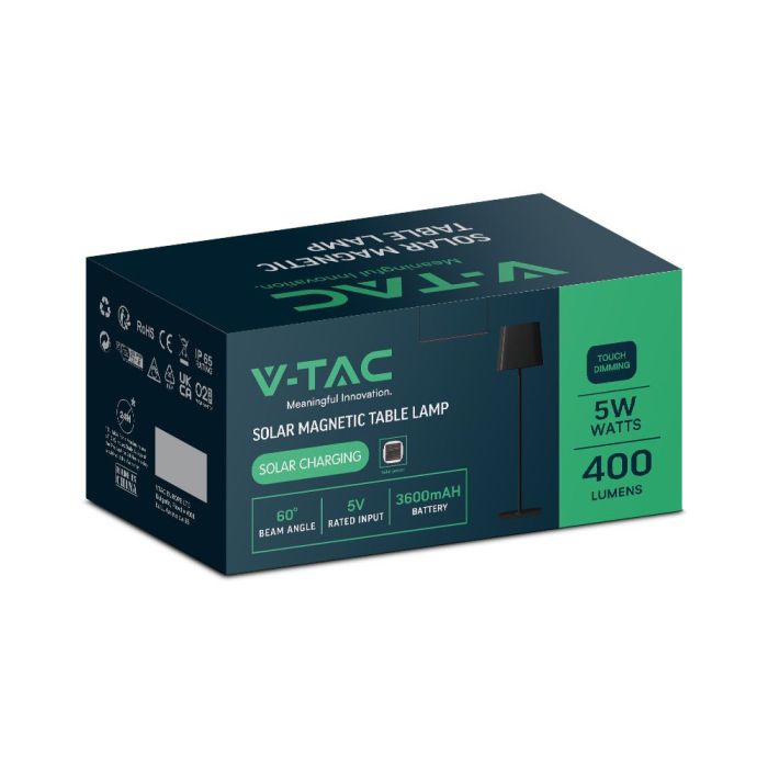 V-TAC Lámpara Solar Magnética de Mesa - IP65 Impermeable - Negra - 5W- 400 Lumens - 3IN1-extra-14.webp