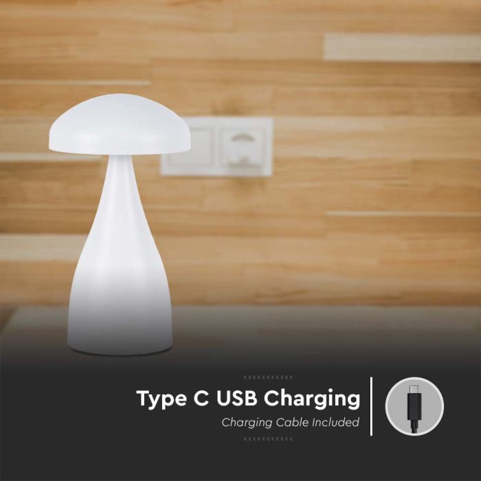 V-TAC Lámpara de Sobremesa Recargable - IP20 - Blanca - 1W - 55 Lumens - 3IN1-extra-6.webp