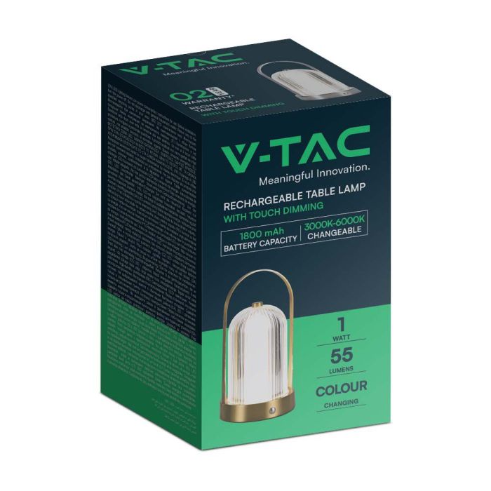 V-TAC Lámpara Recargable de Mesa - IP20 - Oro Francés - 1W - 55 Lumens - 3IN1-extra-7.webp