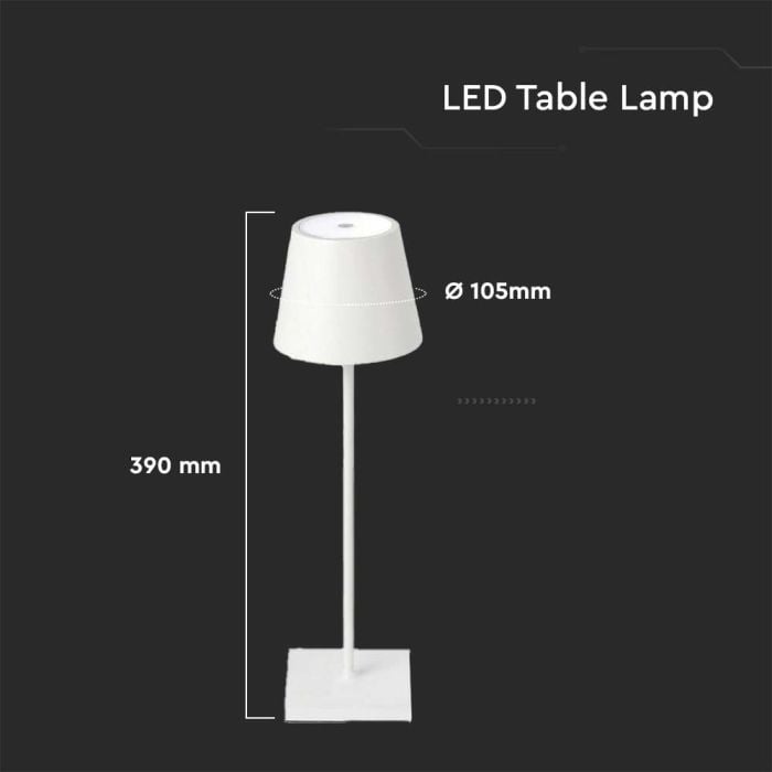 V-TAC Lámpara Recargable de Mesa - Lámparas de Escritorio - IP20 - Blanca - 3W - 70 Lumens - 3000K-extra-2.webp