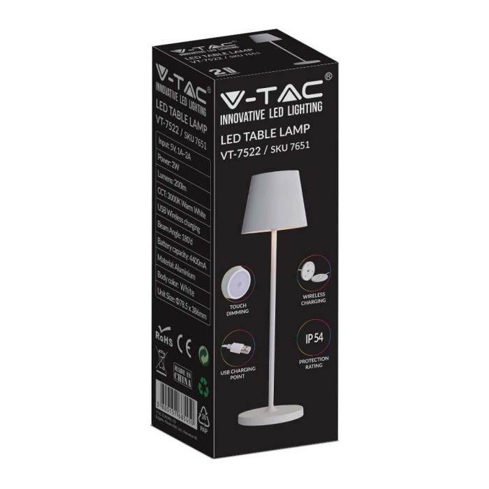 V-TAC Lámpara de mesa de carga inalámbrica - IP54 - 2W - 200 Lúmenes - 3000K-extra-8.webp