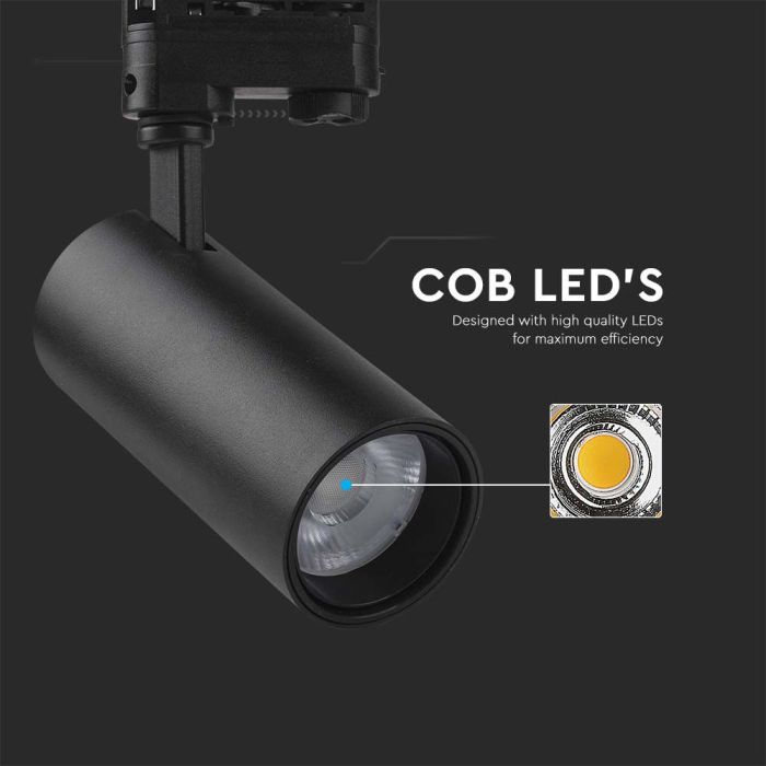 V-TAC LED COB Foco de carril - IP20 - Negro - 30W - 2900 Lumens - 3IN1-extra-3.webp