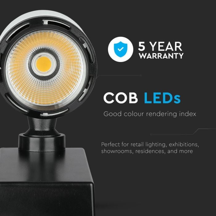 V-TAC LED Foco de carril - IP20 - Negro + Blanco - 10W - 800 Lumens - 6000K-extra-4.webp