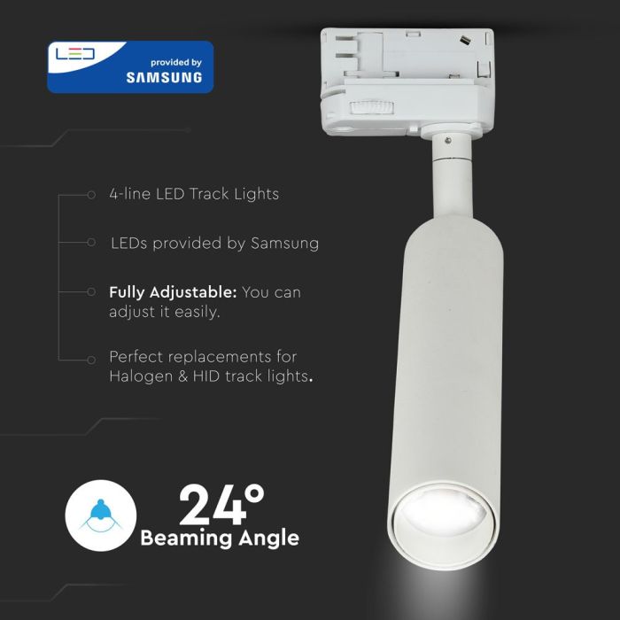 V-TAC LED Slim Foco de carril - Samsung - IP20 - Blanco - 20W - 1600 Lumens - 5000K-extra-3.webp