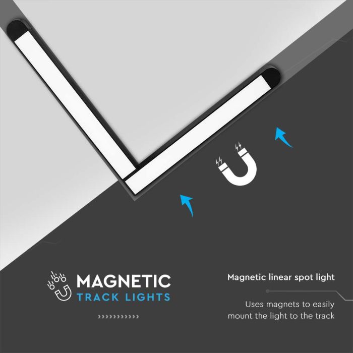 V-TAC LED Magnetic Foco de carril - IP20 - Negro - 25W- 2850 Lumens - 3000K-extra-3.webp