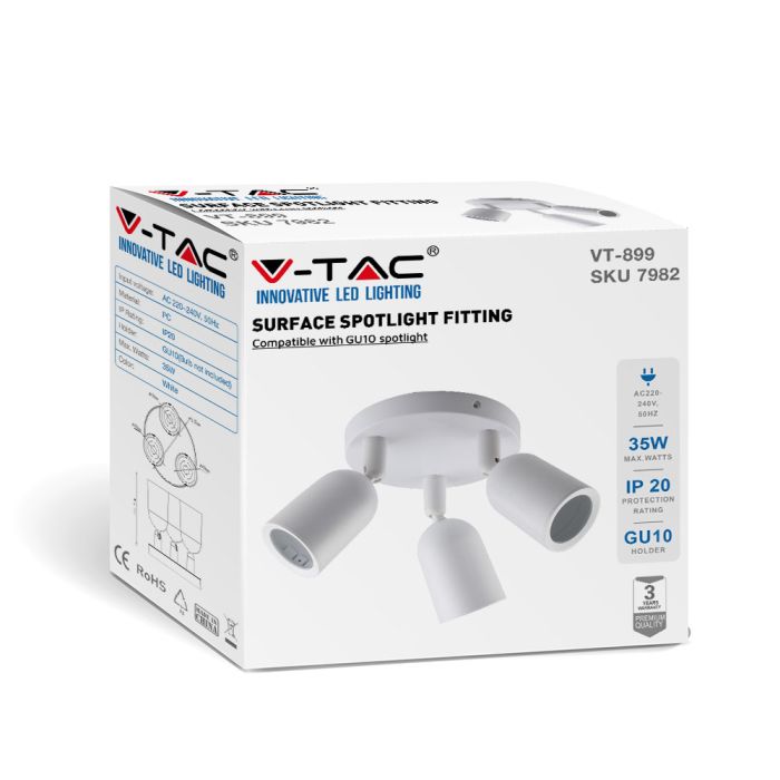 V-TAC Aplique LED - Cabezal triple - IP20 - Blanco-extra-3.webp