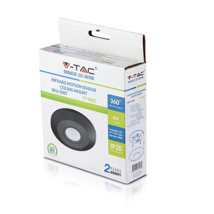 Sensor de movimiento por infrarrojos V-TAC - IP20 - Negro-extra-5.webp