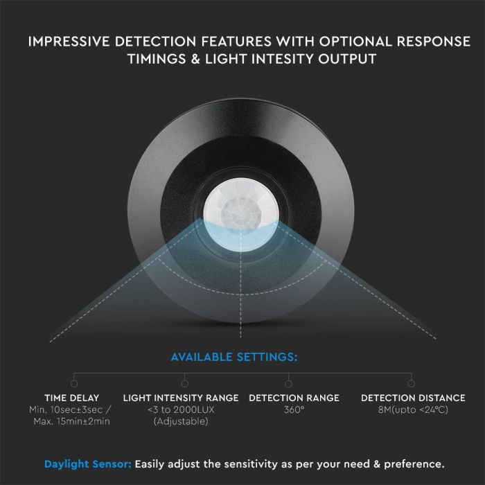Sensor de movimiento por infrarrojos V-TAC - IP20 - Negro-extra-7.webp