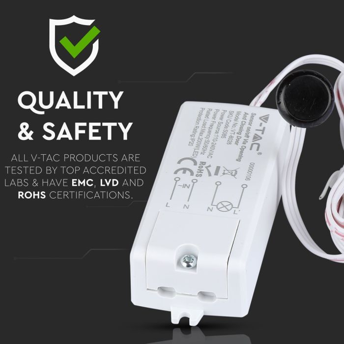 V-TAC Detector de movimiento para puertas - IP20 - Blanco-extra-6.webp