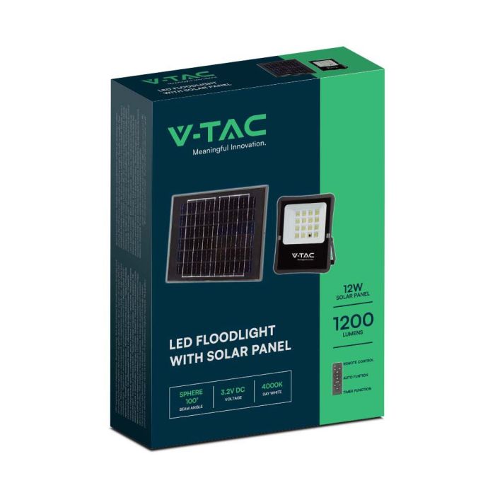 Proyector Solar V-TAC - IP65 Impermeable - Cuerpo Negro - 1200 Lumens - 4000K-extra-8.webp