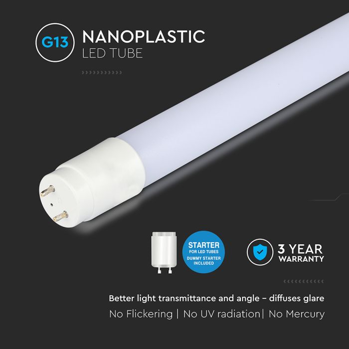 V-TAC Tubo LED T8 - IP20 - Blanco - 7.5W - 850 Lumens - 4000K-extra-4.webp