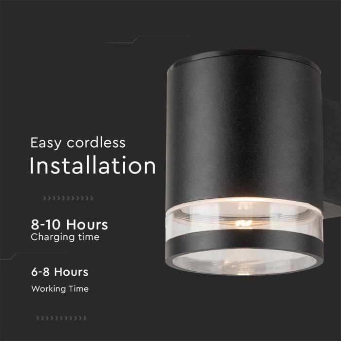 Aplique Solar V-TAC - IP54 - Negro - 70 Lumens - 3000K - Pack de 4-extra-5.webp