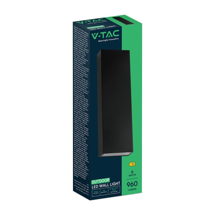 Aplique LED rectangular V-TAC - 140lm/w - IP65 Estanco - Negro - 8W - 1120 Lumens - 4000K-extra-8.webp