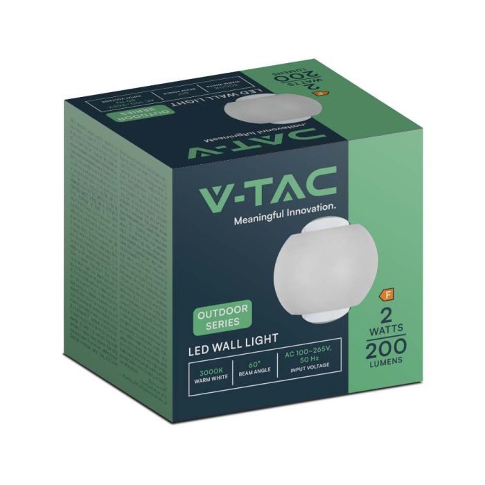 V-TAC LED Up Down Aplique de Pared  - IP54 - Blanco - 2W - 200 Lumens - 3000K-extra-6.webp