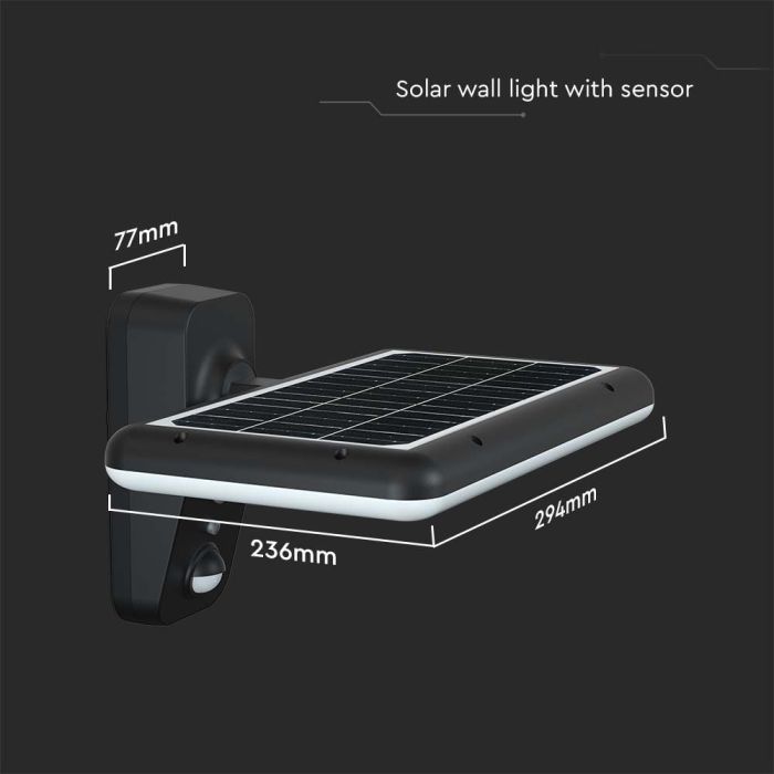 V-TAC Sensor Solar Luz de Pared - IP65 Impermeable - Negro - 15W- 2000 Lumens - 6000K + 4000K-extra-5.webp