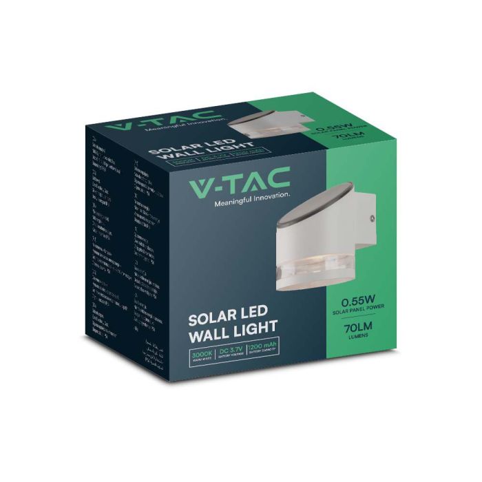 V-TAC Aplique Solar - IP54 - Cuerpo Blanco - 70 Lumens - 3000K-extra-7.webp