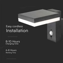 V-TAC Aplique Solar Cuadrado - IP54 - 220 Lumens - 3000K-extra-4.webp