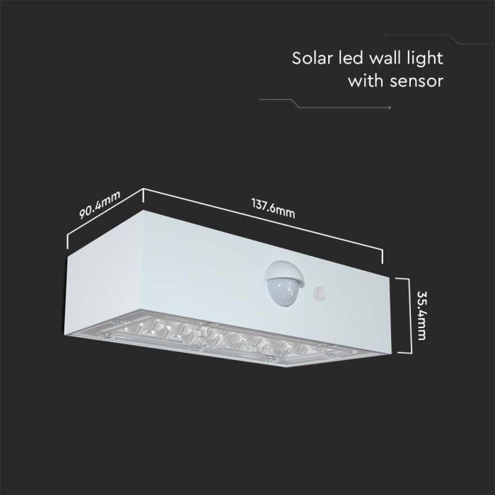 Luz Solar de Pared con Sensor V-TAC - IP65 Impermeable - Cuerpo Blanco - 3W - 350 Lumens - 4000K + 3000K-extra-4.webp