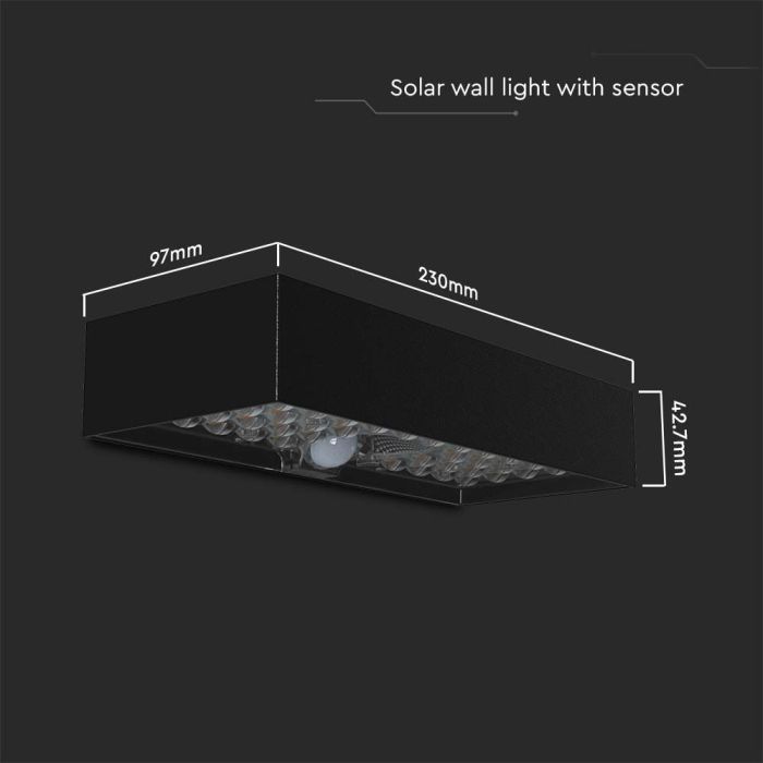 V-TAC Sensor Solar Luz de Pared - IP65 Impermeable - Cuerpo Negro - 900 Lumens - 4000K-extra-2.webp