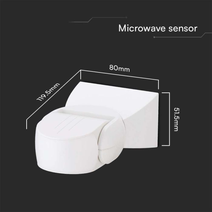 Sensor de movimiento por microondas V-TAC - Impermeable IP65 - Cuerpo blanco-extra-2.webp