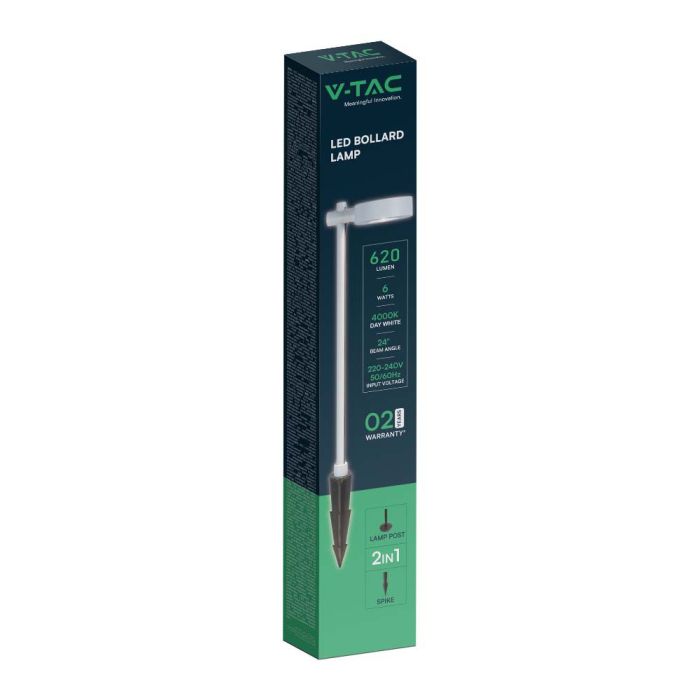 V-TAC Lámpara de Bolardo de Exterior - IP65 Impermeable - Cuerpo Blanco - 6W- 520 Lumens - 3000K-extra-8.webp