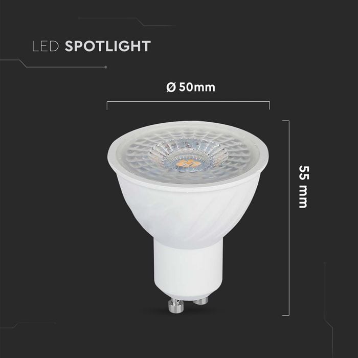 V-TAC LED Dimmable Spot Light - GU10 - Lente 110° - IP20 - Blanco - 6W - 445 Lumens - 3000K - Pack de 10-extra-3.webp