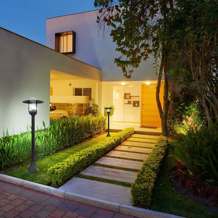 V-TAC Iluminación exterior - Lámpara de poste - Soporte E27 - IP44 - Negro mate-extra-1.webp