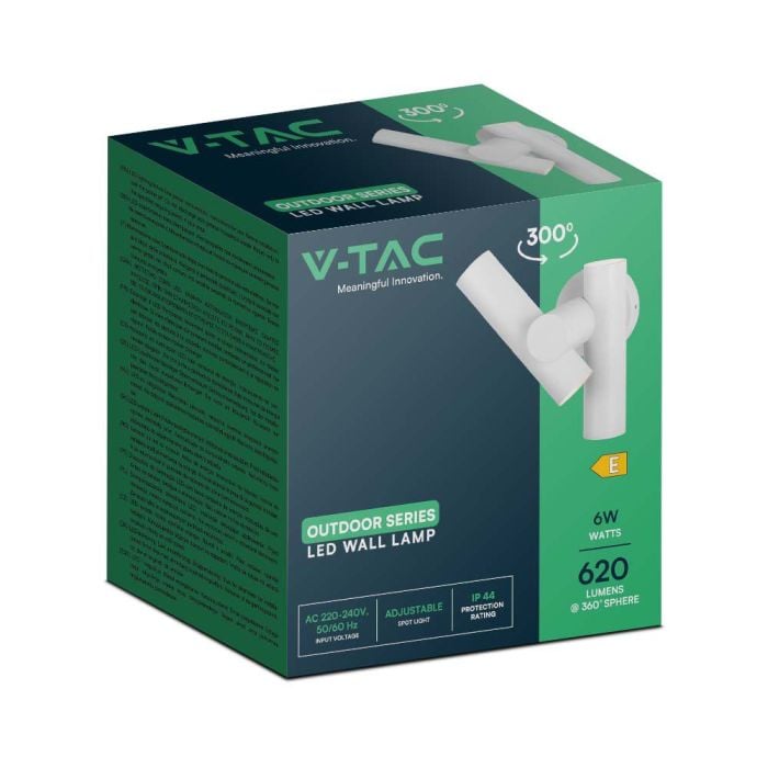 V-TAC LED Aplique Moderno - Foco 2 Vias - IP44 - Cuerpo Blanco - 6W- 620 Lumens - 4000K-extra-9.webp