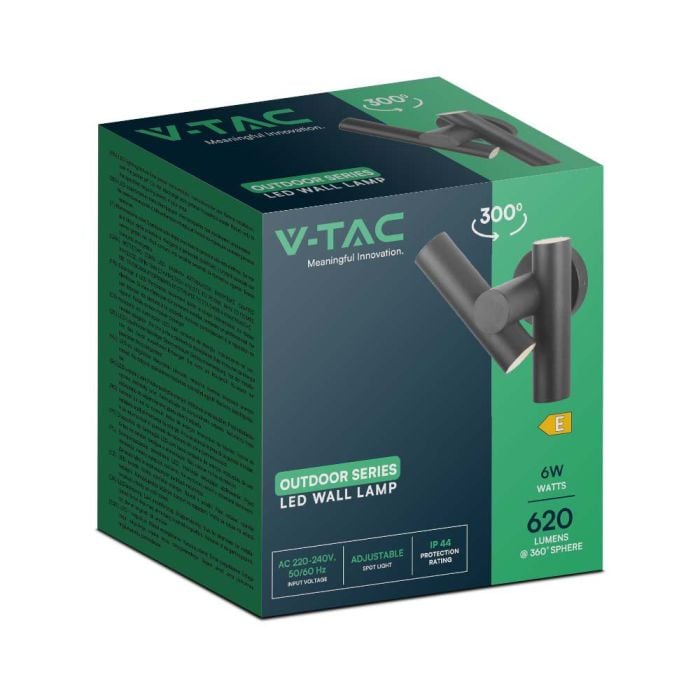 V-TAC LED Aplique Moderno - Foco 2 Vías - IP44 - Cuerpo Negro - 6W- 620 Lumens - 4000K-extra-9.webp