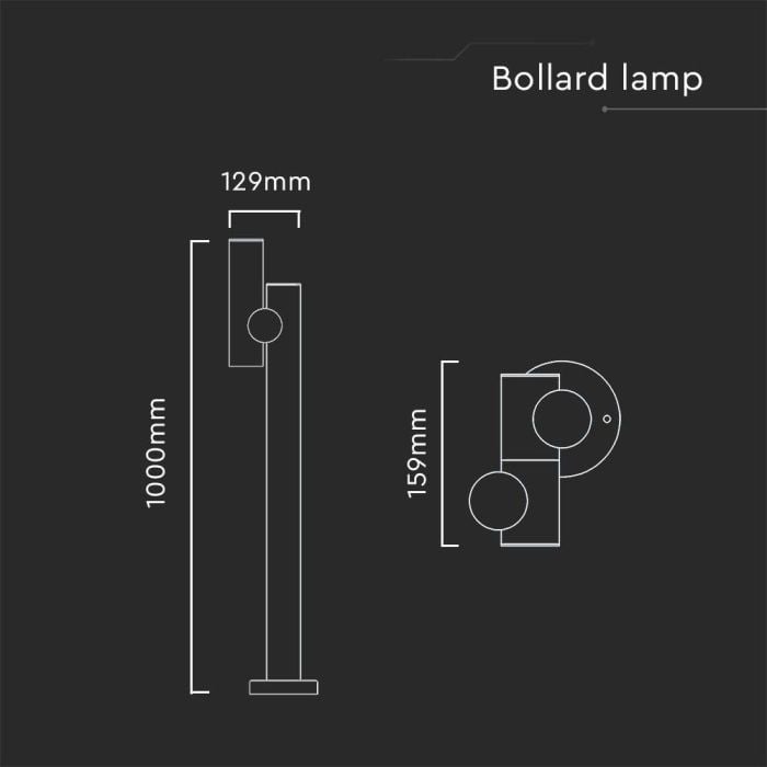 V-TAC Lámpara de Bolardo para Exteriores - IP44 - Cuerpo Negro - 4W - 390 Lumens - 4000K-extra-3.webp
