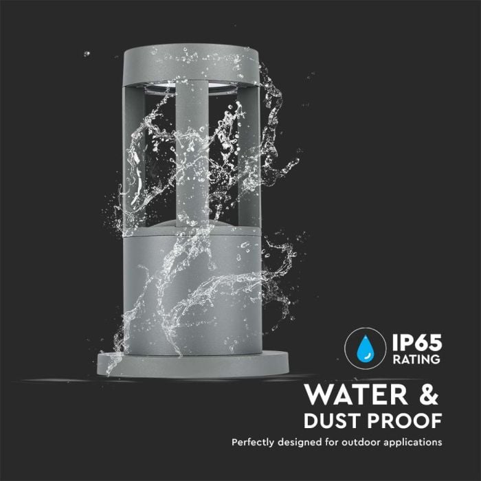 V-TAC LED Bolardo- IP65 Impermeable - Gris - 10W - 1000 Lumens - 3000K - 25CM-extra-7.webp
