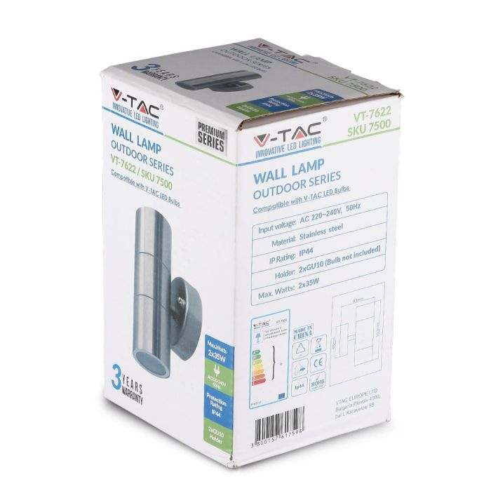 V-TAC Lámpara de Pared Exterior - UP - Down - Accesorios de Pared - Soporte GU10 - IP44 - Acero Inoxidable-extra-11.webp