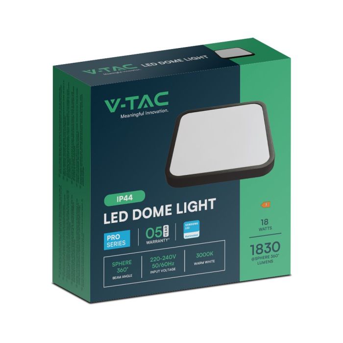 V-TAC LED Plafón cuadrado - Samsung - IP44 - Negro - 18W- 1830 Lumens - 6500K - 250MM-extra-7.webp