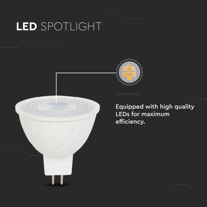 V-TAC LED Dicroica - MR16 - Lente 110° - IP20 - Blanco - 6W - 455 Lumens - 3000K-extra-3.webp