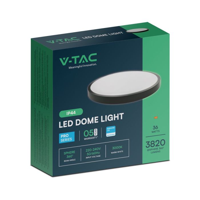 V-TAC LED Plafón redondo - Samsung - IP44 - Negro - 36W- 3820 Lumens - 3000K - 350MM-extra-7.webp